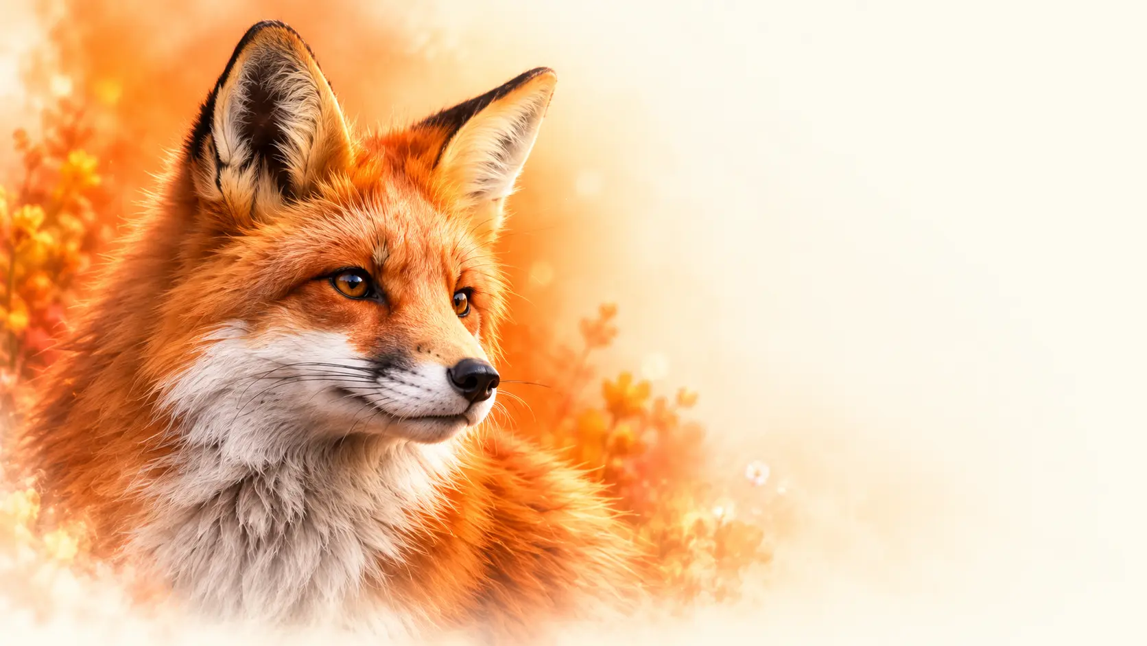 Orange fox mascot with soft white highlights