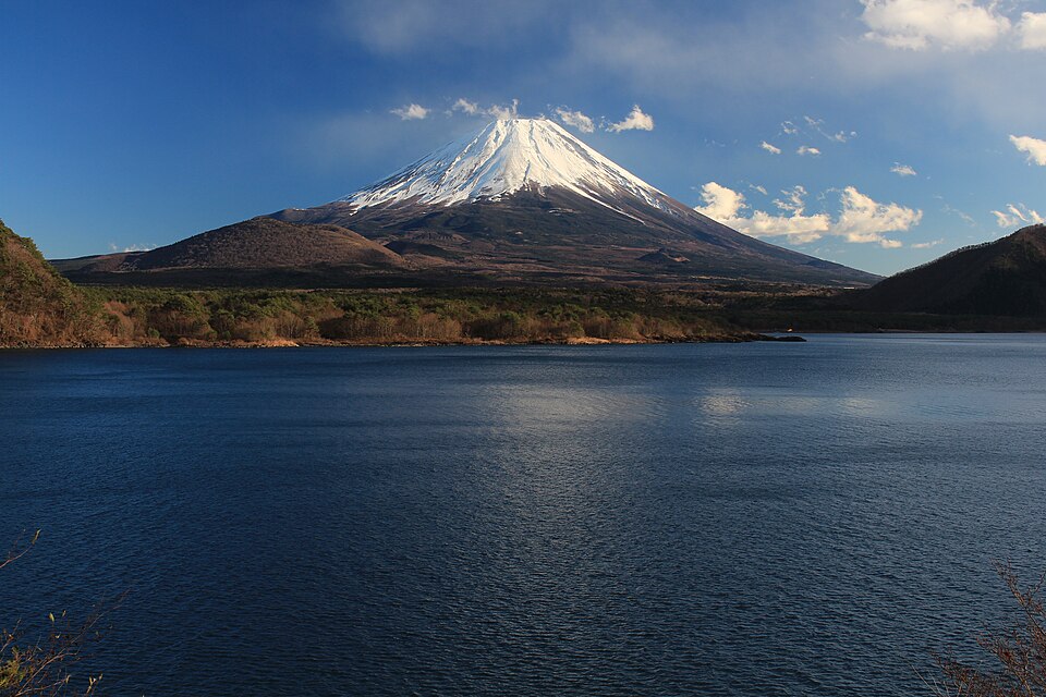 Mount Fuji seen across Lake Motosu in Japan